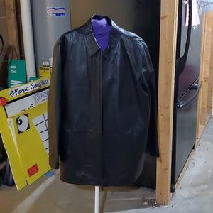 Mens Leather Coat XL, black